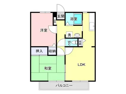 ジュネス結城 B棟(2LDK/2階)の間取り写真