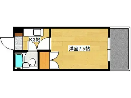 大芝グリーンコーポ(1K/3階)の間取り写真