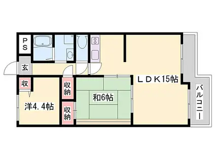 矢倉ハイツ(2LDK/4階)の間取り写真