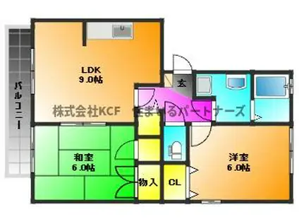 ハイカムール山本(2LDK/3階)の間取り写真