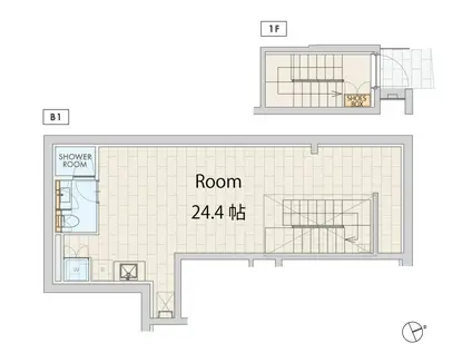 エスセナーリオ青葉台デュオII(ワンルーム/1階)の間取り写真
