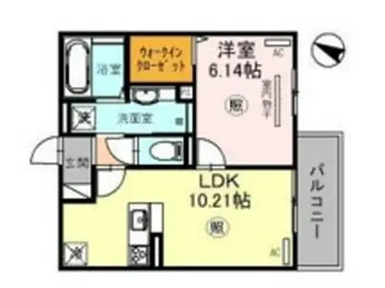 DーROOM旗塚通(1LDK/3階)の間取り写真