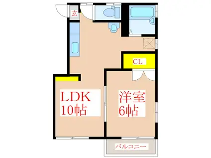 ペルソナ21(1LDK/1階)の間取り写真