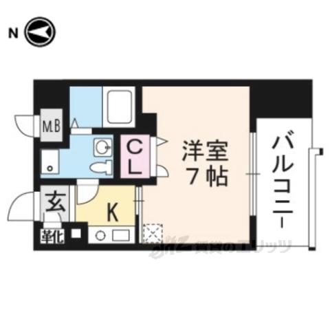 ベラジオ四条烏丸(1K/7階)の間取り写真