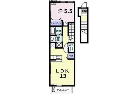 カルムメゾン(1LDK/2階)の間取り写真