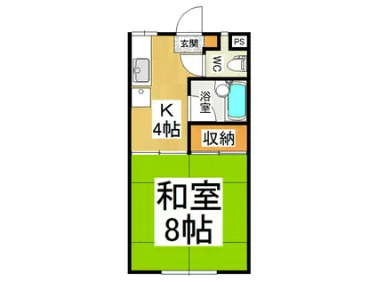 ハイツイースト A棟(1K/2階)の間取り写真