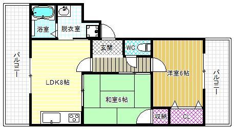 白洗舎ビル(2DK/3階)の間取り写真