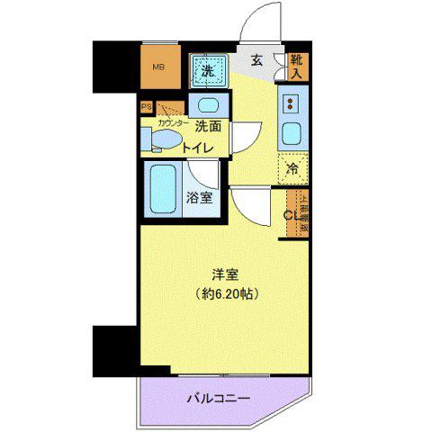 プレール・ドゥーク川口並木(1K/5階)の間取り写真