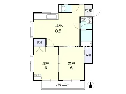 サンハイツテラオII(2LDK/1階)の間取り写真