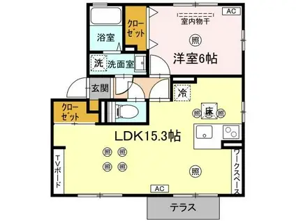 ＪＲ常磐線 水戸駅 バス乗車時間：25分 最寄りバス停で下車 徒歩10分 2階建 築21年(1LDK/1階)の間取り写真
