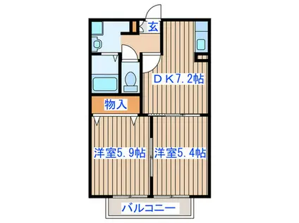 ベルタウン(2DK/2階)の間取り写真