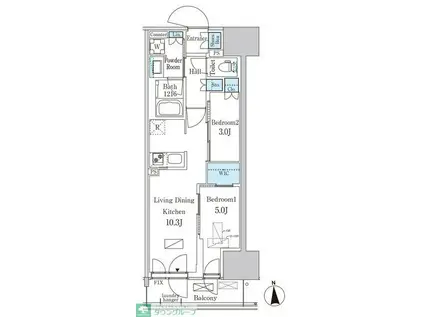 パークアクシス品川天王洲アイル(2LDK/13階)の間取り写真
