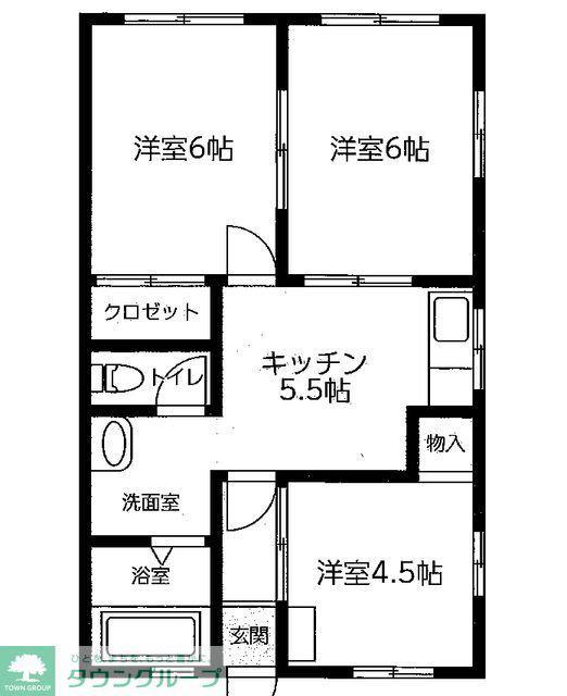 シャトルK(3K/1階)の間取り写真