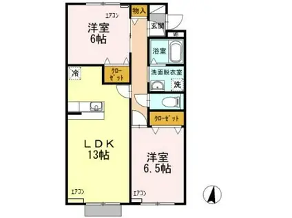 ライフイン・パストラーレ(2LDK/1階)の間取り写真