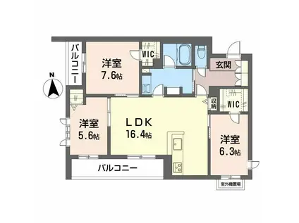 フレシア天王寺(3LDK/4階)の間取り写真