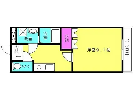 ミルフィオリ I(1K/1階)の間取り写真