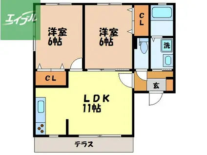 ネクストウェルネス(2LDK/1階)の間取り写真