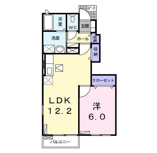 ブラン・ルピナス B(1LDK/1階)の間取り写真