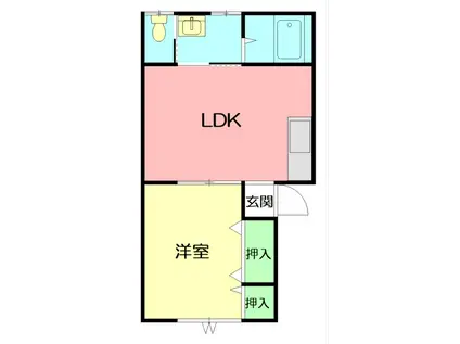 シーサイドクボタI(1LDK/2階)の間取り写真