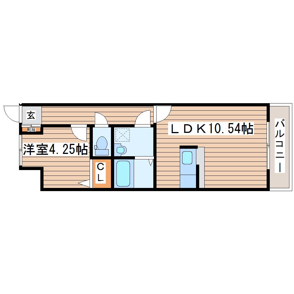 ポラリス北山(1LDK/5階)の間取り写真