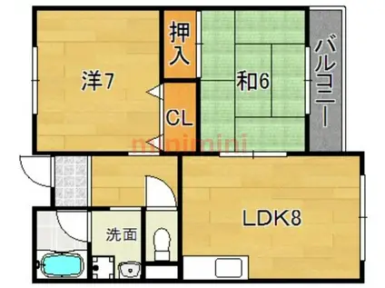 キープロハイツII(2LDK/1階)の間取り写真