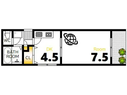 アネックス十日市(1DK/2階)の間取り写真