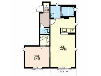 ファミール野一色(1LDK/1階)の間取り写真