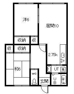 沢崎マンション(2LDK/1階)の間取り写真