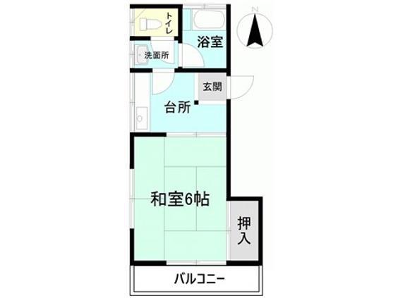 林城タウンハウスD棟(1K/2階)の間取り写真