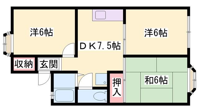 マノワールA(3DK/1階)の間取り写真