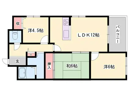 サンコウビル(3LDK/2階)の間取り写真