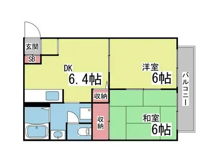 セフィラ西灘(2DK/2階)の間取り写真