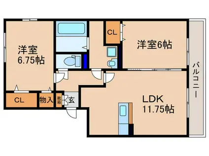 リードオッツI(2LDK/2階)の間取り写真