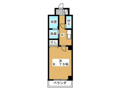 ル・レーヴ安西(1K/3階)の間取り写真