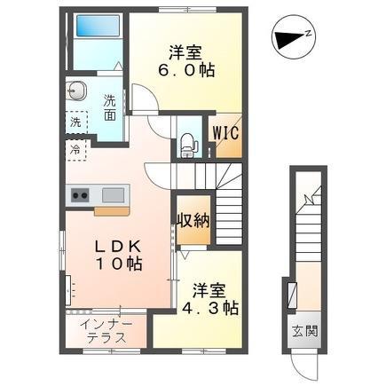 リョウエン(2LDK/2階)の間取り写真