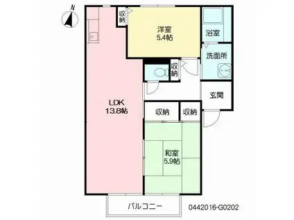 サンフラワー武蔵野台G(2LDK/2階)の間取り写真