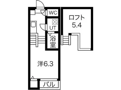 ハーモニーテラス十番II(1K/2階)の間取り写真