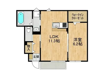 朝日レジデンス荒川本郷A(1LDK/1階)の間取り写真