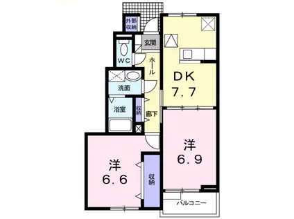 ボム・コリーヌIV DK(2DK/1階)の間取り写真