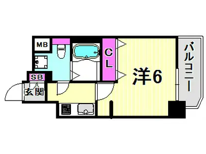 エステムコート神戸ハーバーランド前VIピクシス(1K/5階)の間取り写真