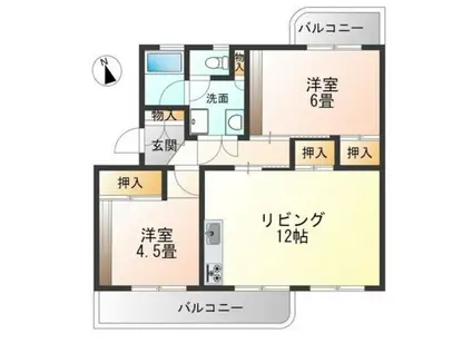 岩成台西団地510棟(2LDK/3階)の間取り写真