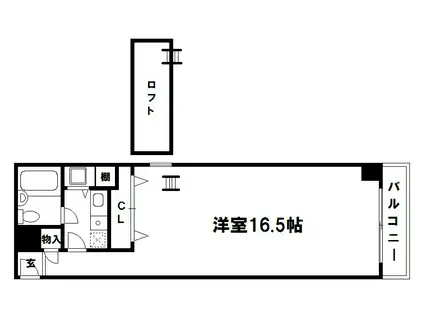 ラ・ユニテ(1SK/3階)の間取り写真