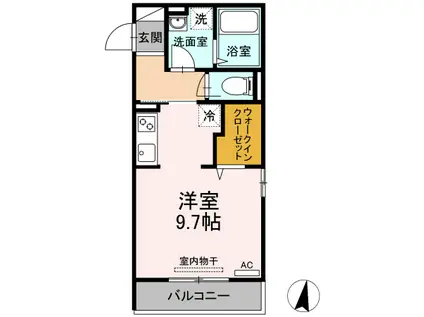 シャイン(ワンルーム/2階)の間取り写真