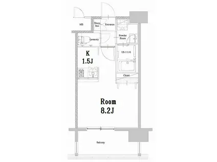 エンクレストベイ天神イースト(1K/6階)の間取り写真