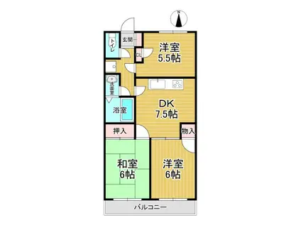 サン・マーブル(3DK/3階)の間取り写真