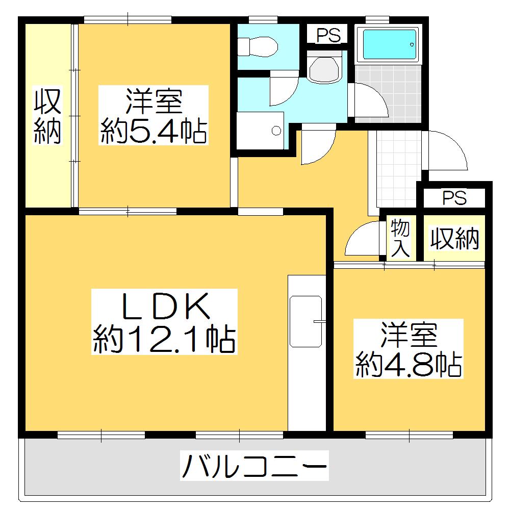 ヴィラナリー屋島 6号棟(2LDK/1階)の間取り写真