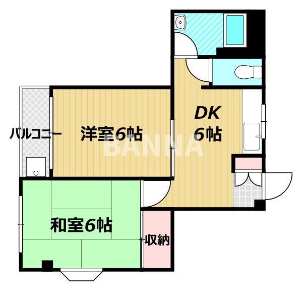 コーポ門田屋敷(2DK/2階)の間取り写真