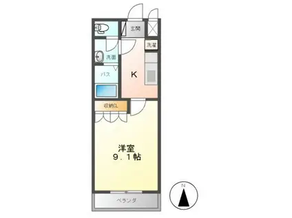 グランドゥールII(1K/2階)の間取り写真