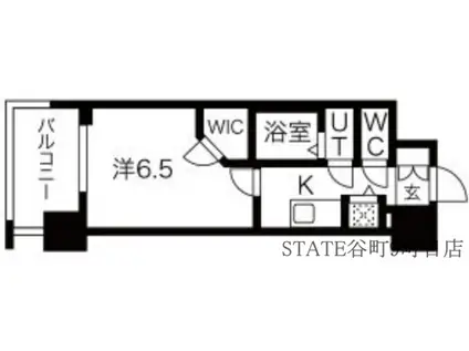 ワールドアイ難波南PORTA(1K/2階)の間取り写真