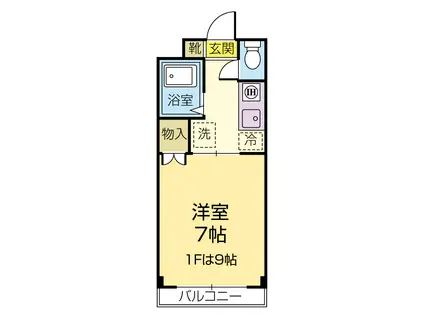 レイクオサキ(1K/2階)の間取り写真